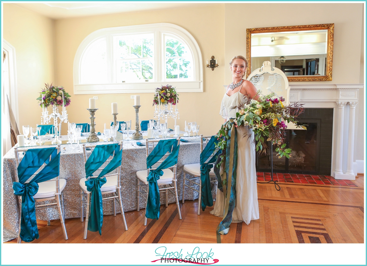 sparkle and shine teal bridal session