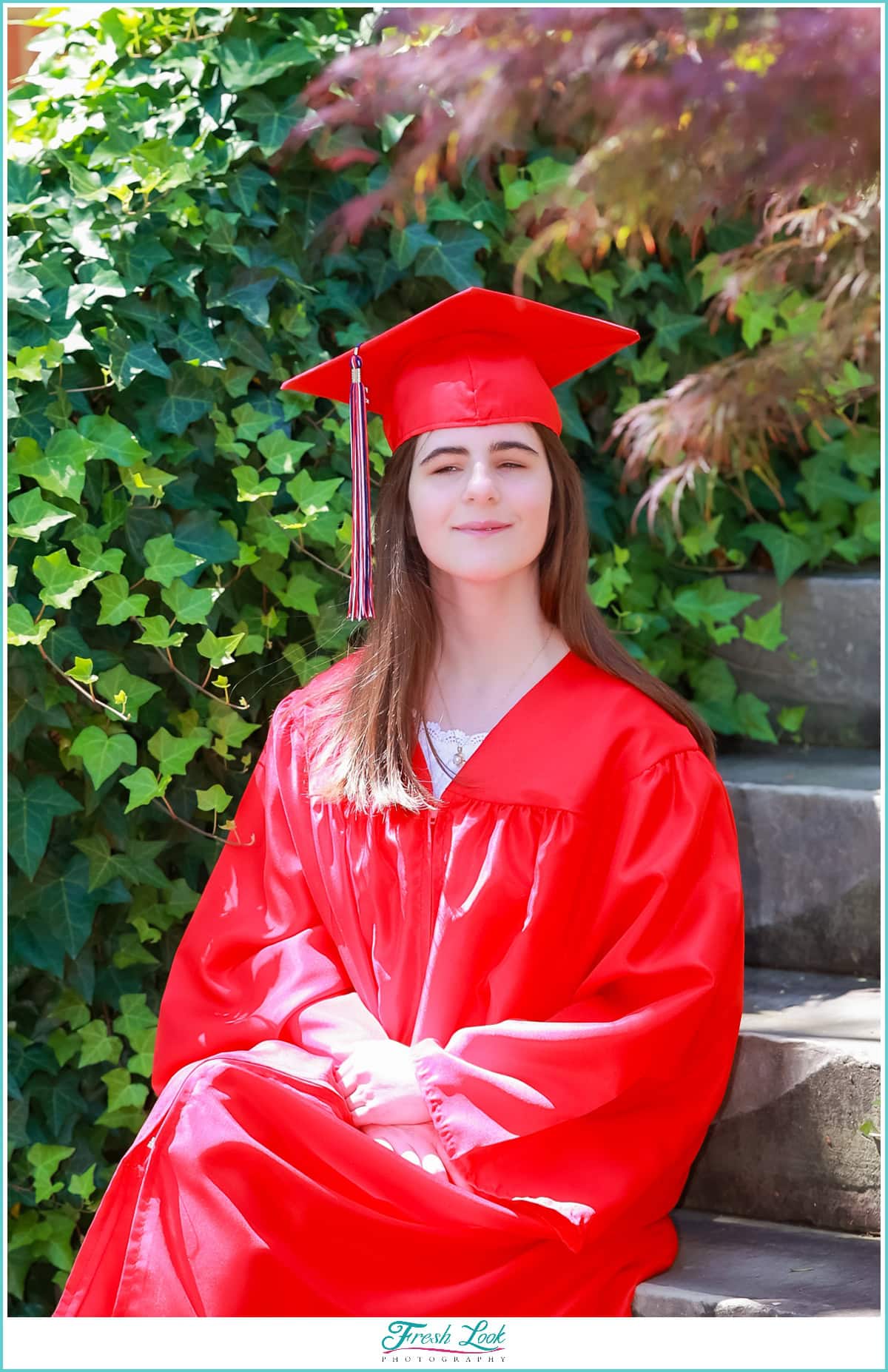 Red cap and gown photoshoot ideas