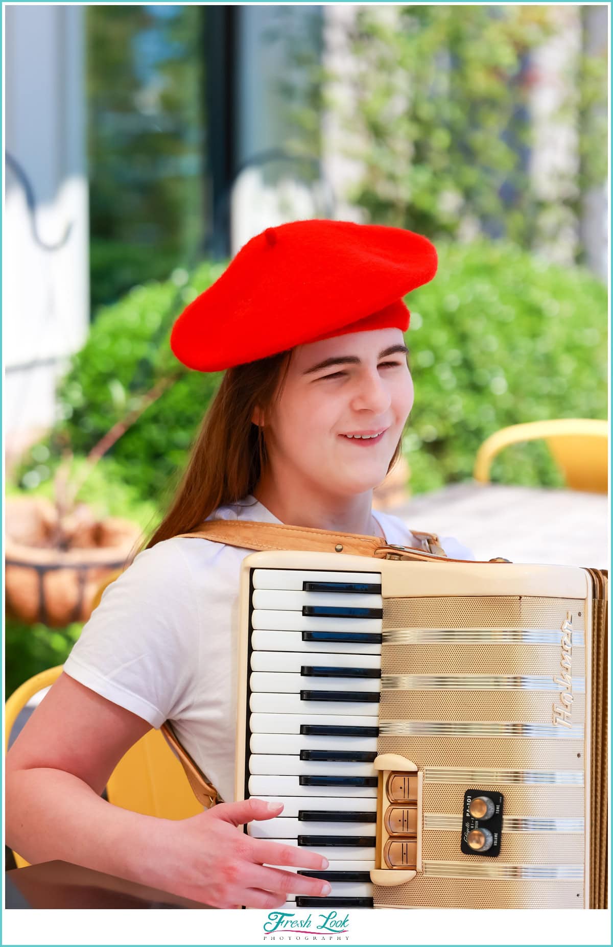 Senior Photoshoot with accordian player