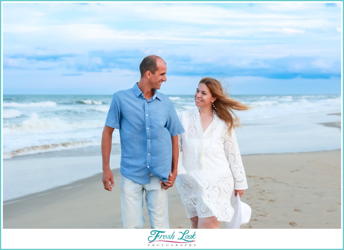 Walking on Virginia Beach oceanfront